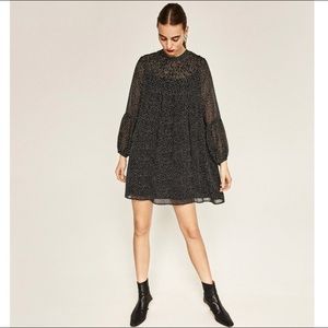 Zara Black and white polka dot trapeze dress